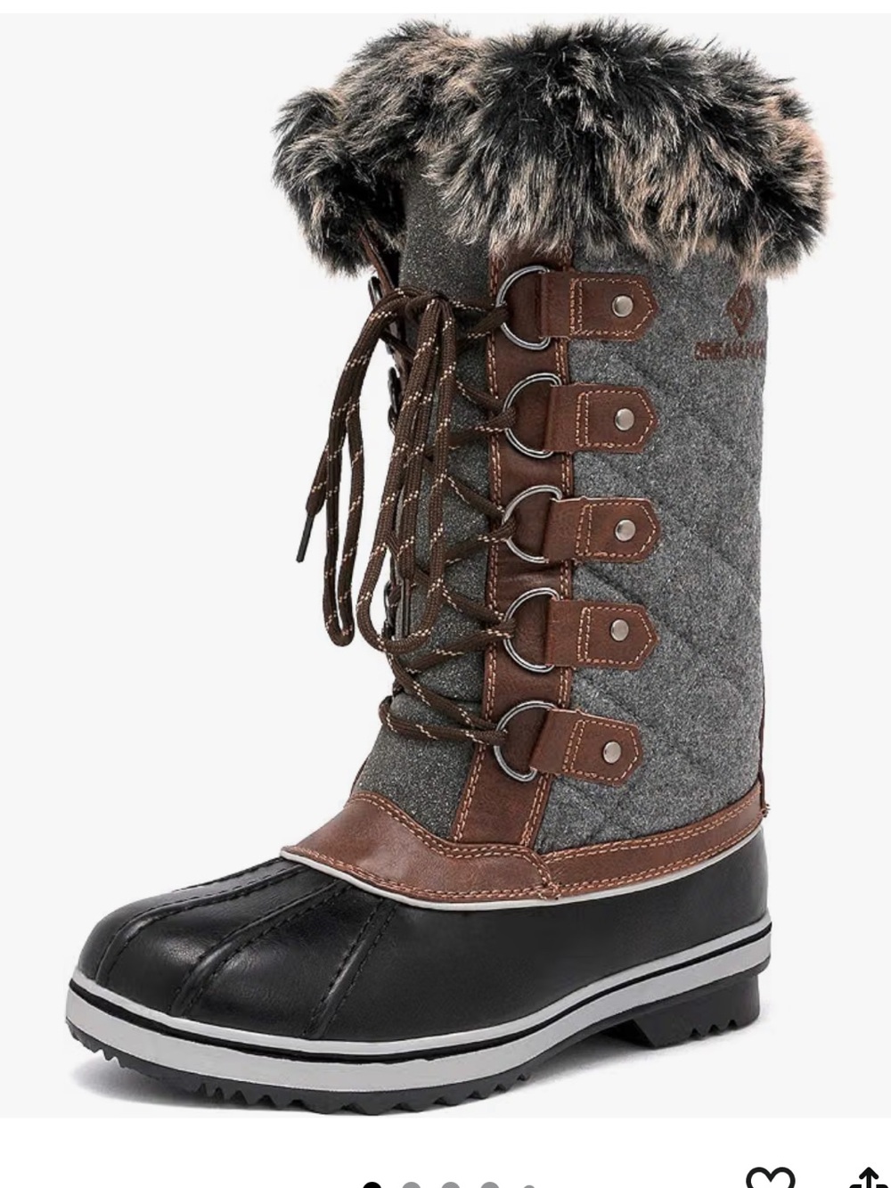 EUC Gray, Brown & Black Faux Fur Mid-Calf Waterproof Winter Boots